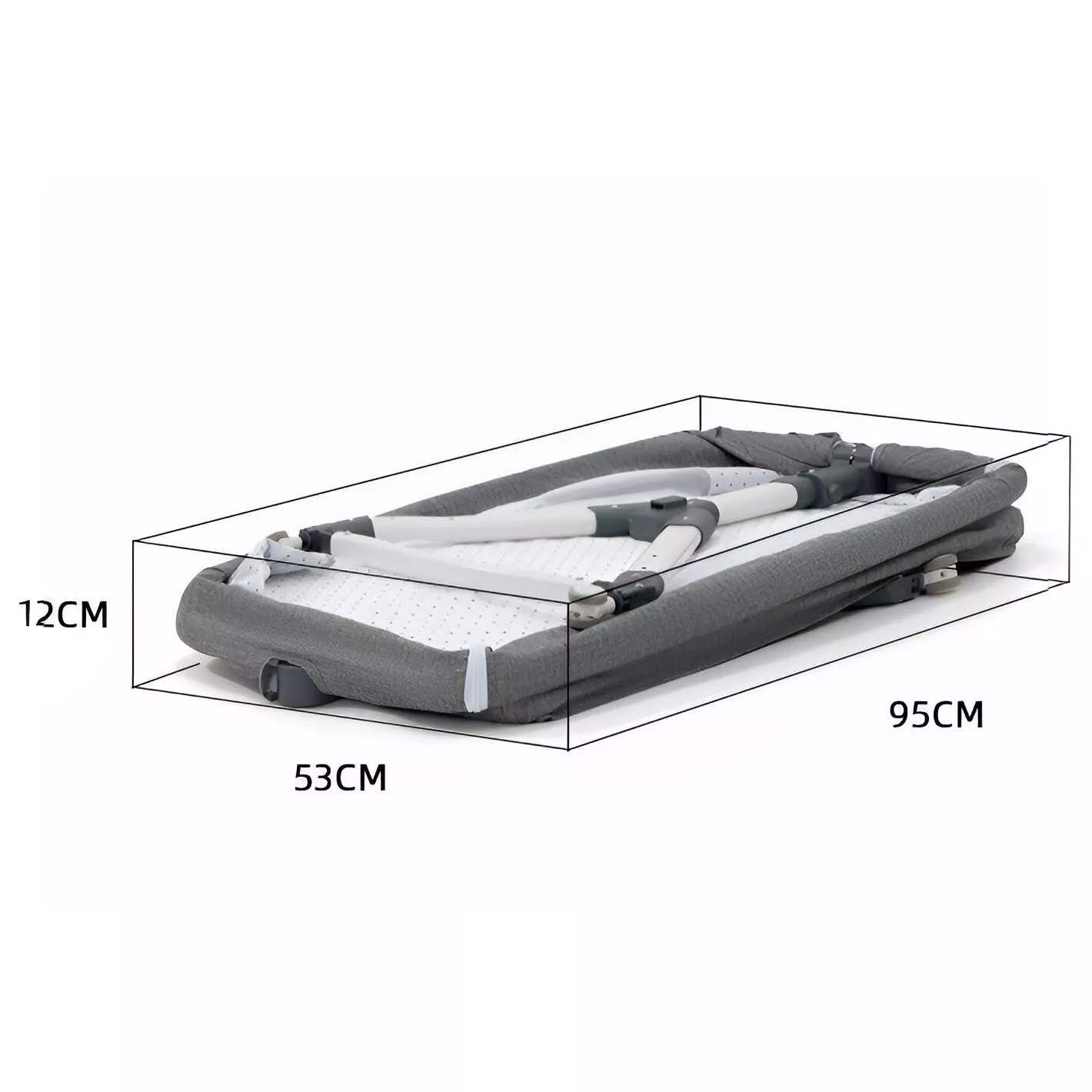 Складная детская кроватка HH-00000005 в сложенном виде 95×53×12 см